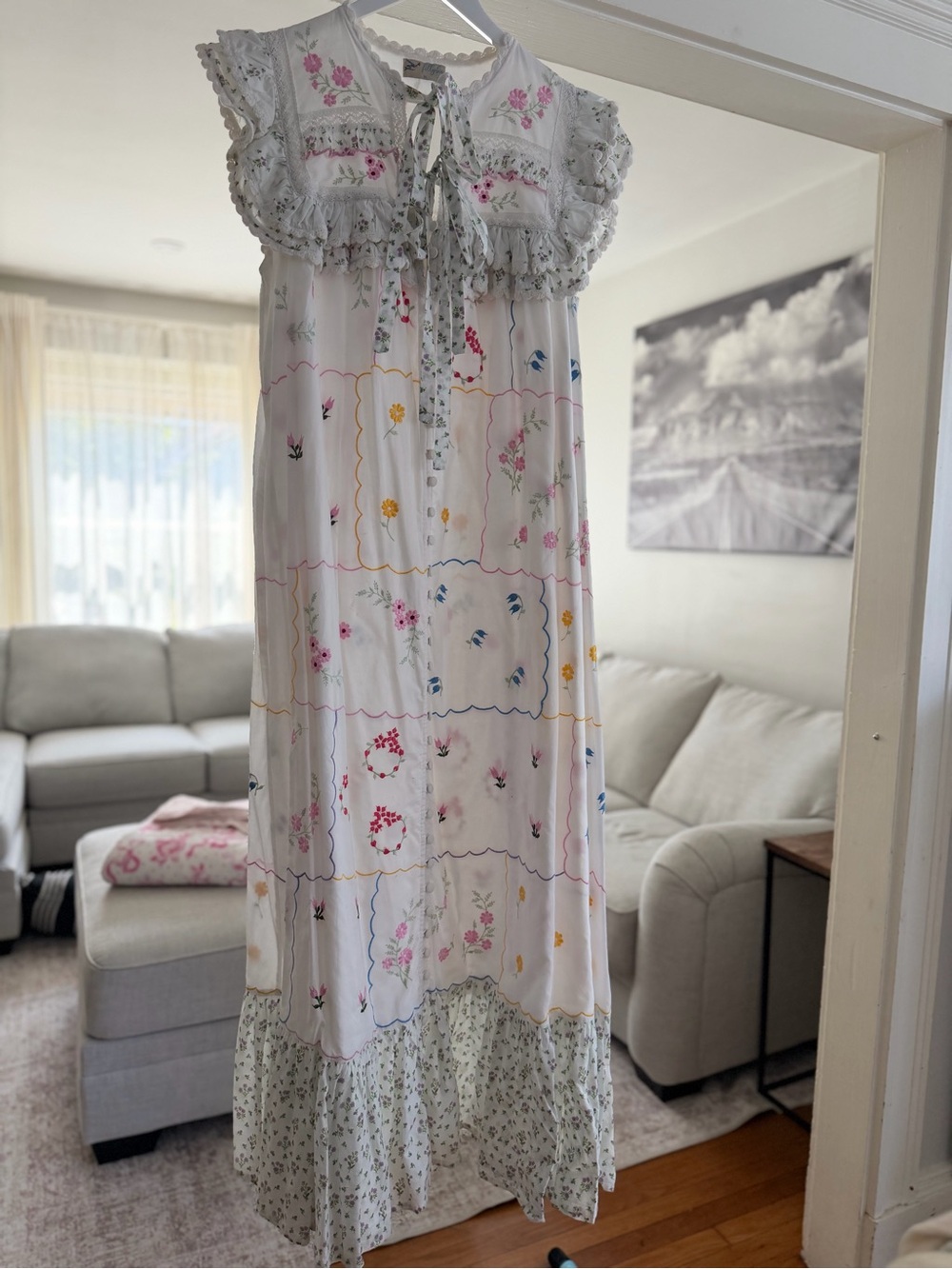Fillyboo Embroidered Patchwork Maxi Dress | Size M | 100% Cotton